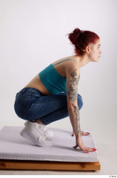 Woman White Slim Female Studio Poses